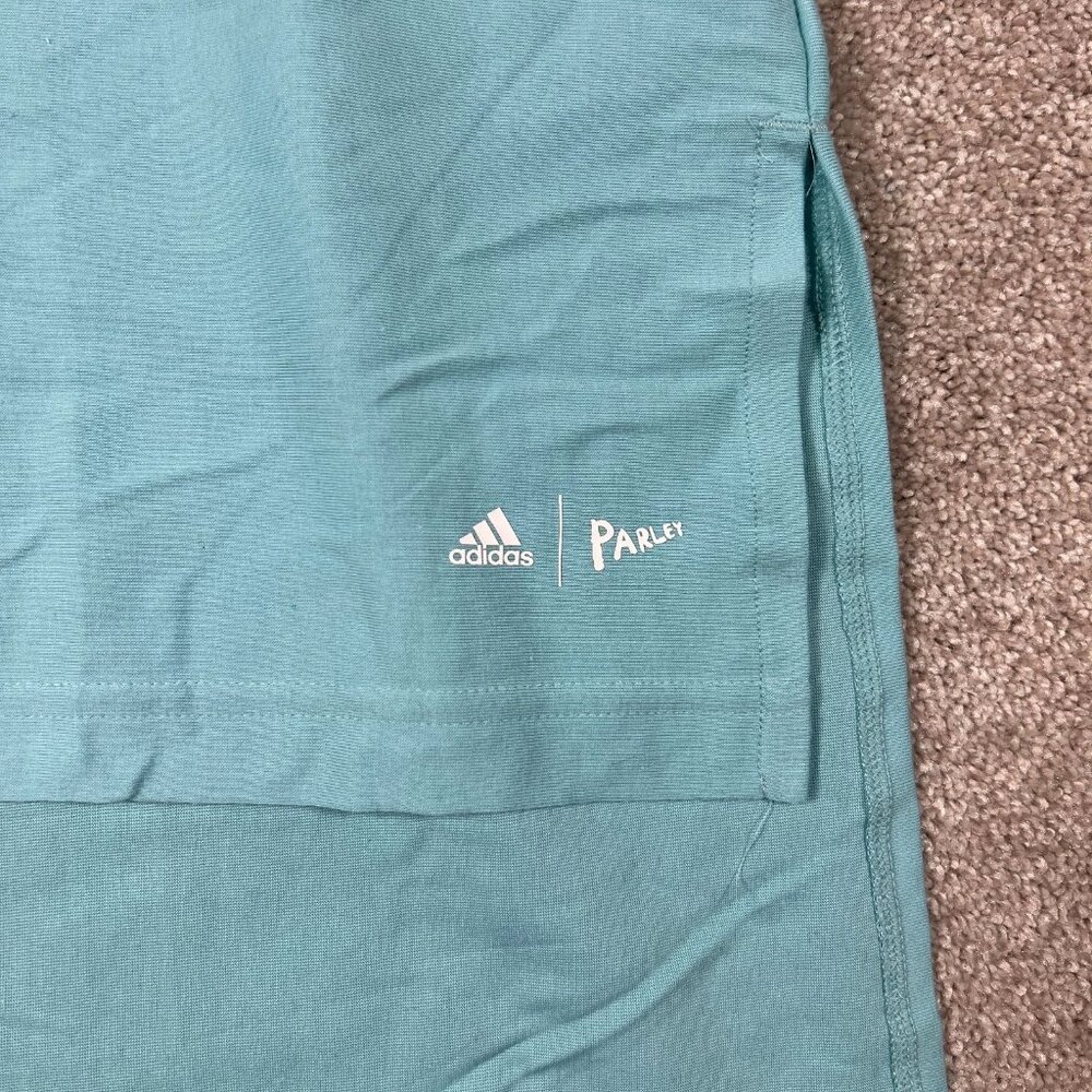 Adidas Parley Womens Small Turquoise Blue Hi Low Hem Activewear‎ Tunic Top NWT - Picture 5 of 9